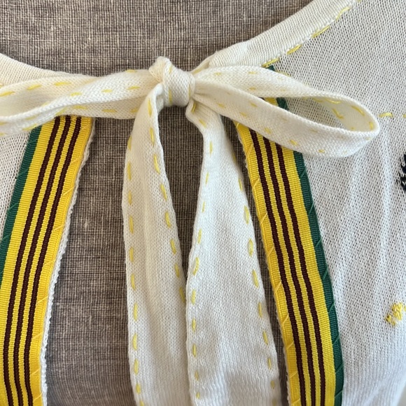 Vintage Anthropologie Field Flowers Sweater, Size XS, Chickens/Grosgrain Ribbon - Picture 3 of 8